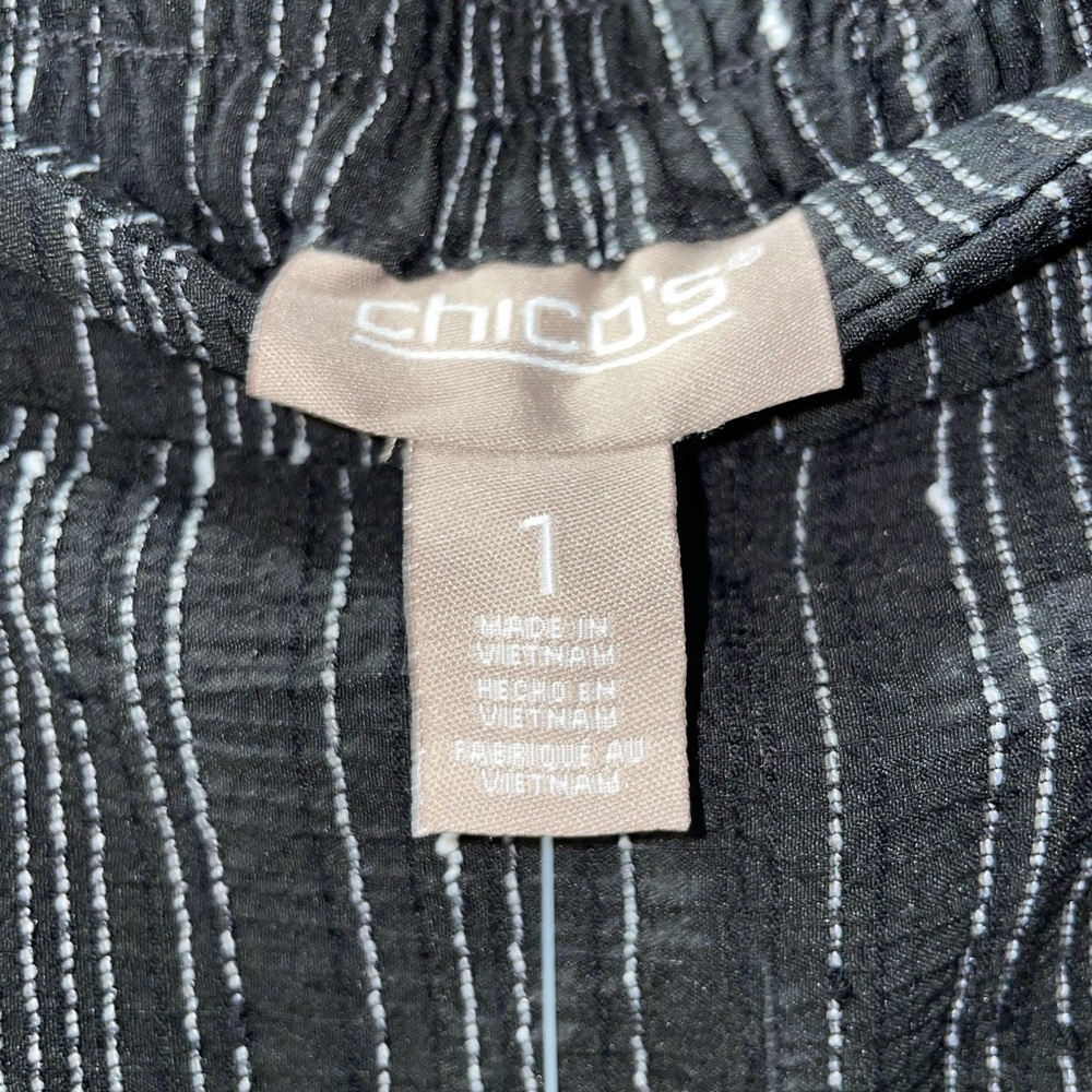 NWT Chico’s Size 1 US Size 8 Pull on Straight Ankle Black & White Stripe Pants - Picture 6 of 6